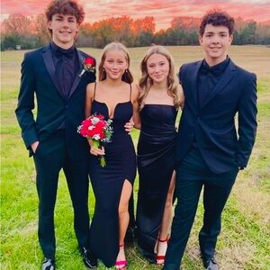 babyboo black no strap silk dress size xs